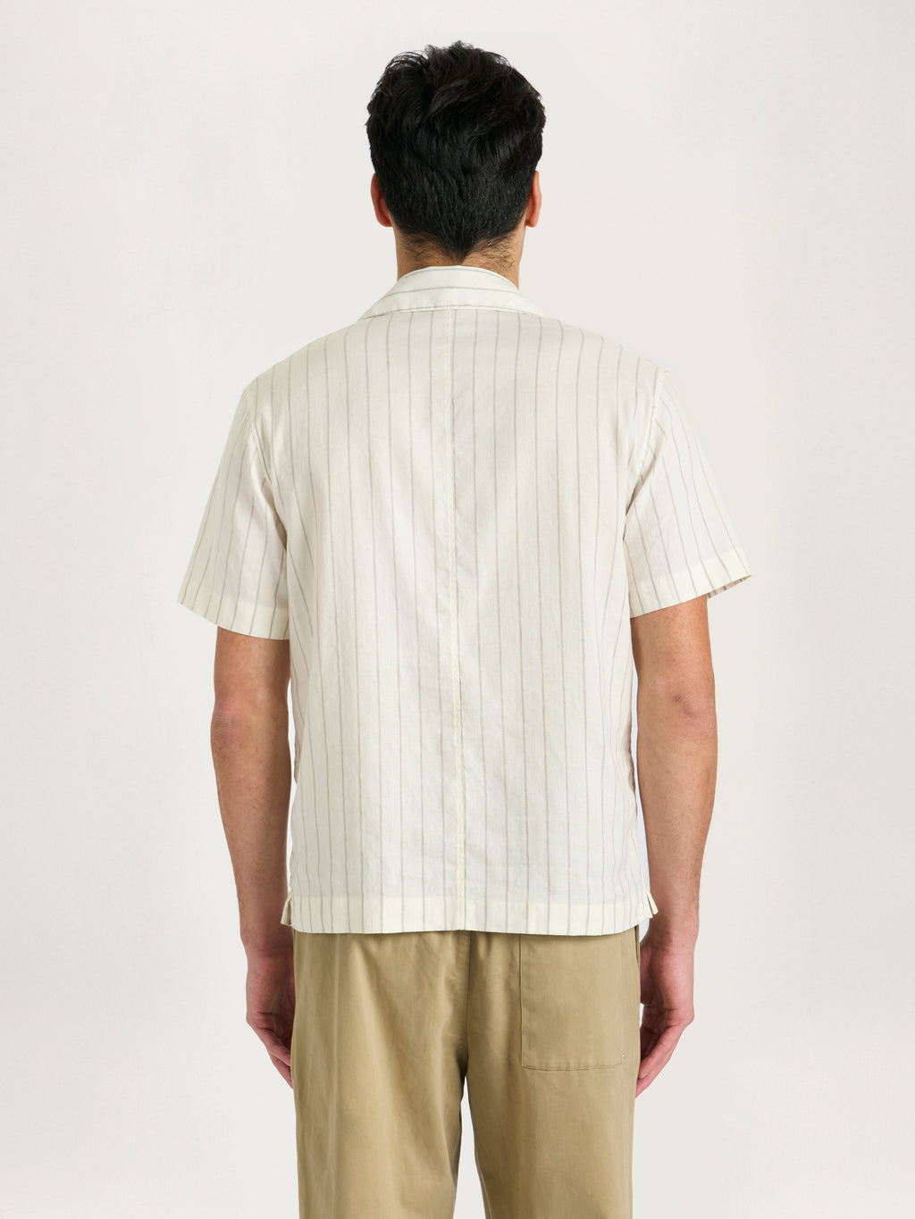 The Lido Stripe Cuban Collar Shirt || Ecru | Linen