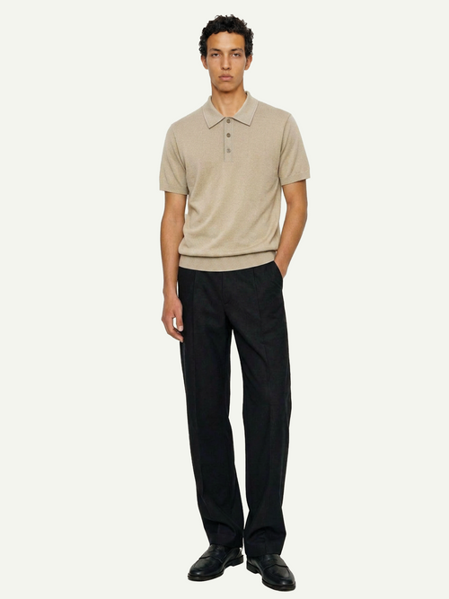 The 24 Classic Polo || Beige | Cotton Silk